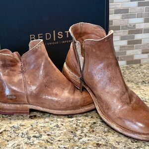BED|STU Tan Leather Ankle Boots